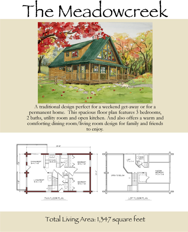 The Meadowcreek log cabin floor plans