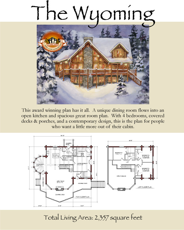 The Wyoming log home with big windows floor plan